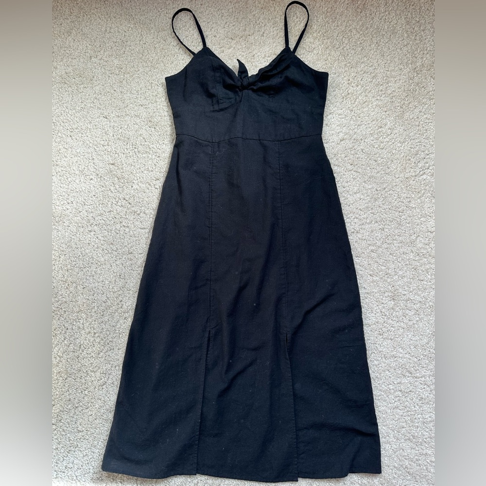 Black Side Slit Midi Dress from American Eagle